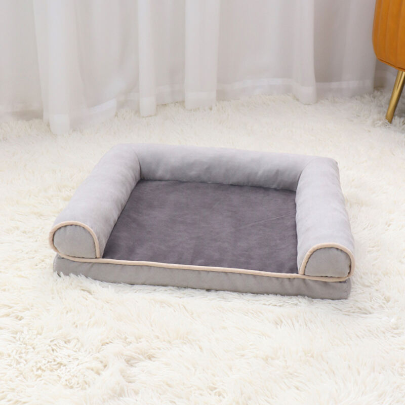 Pet Sofa Solid Orthopedic Memory Foam Luxury Pet Bed Washable Large Cushion Lounge Dog Bed with non-slip bottom details