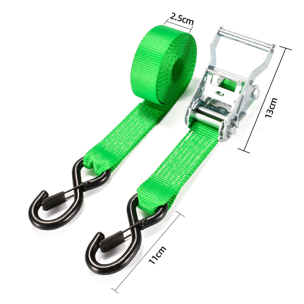 38mm 1500kg heavy duty zinc ratchet strap with double s hook webbing straps manufacture