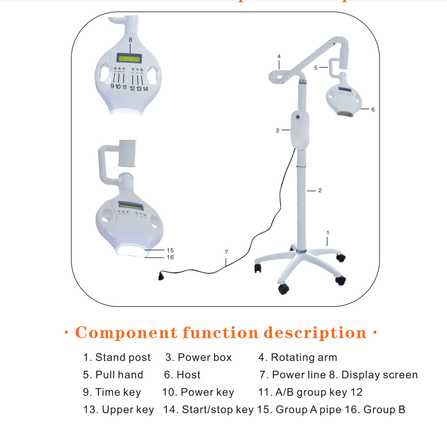 Dental equipment whitening instrument vertical removable teeth whitening LED Bleaching System supplier