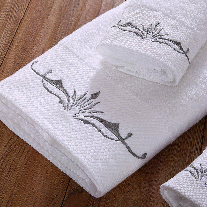 Soft Comfortable 100% cotton hotel towel set with Embroidery logo toallas details