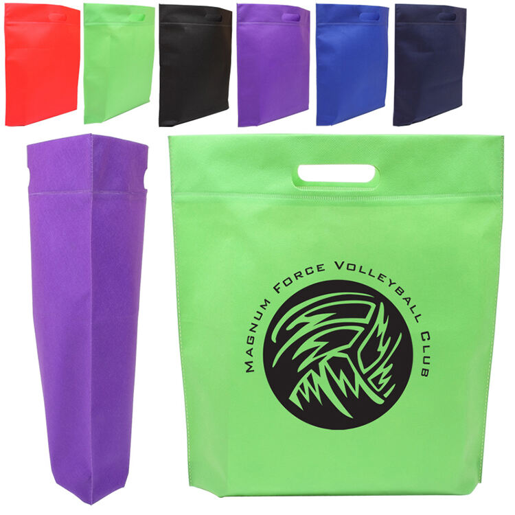 Hot sell eco friendly biodegradable reusable recycled cheap die cut non woven shopping bag with custom logo printed