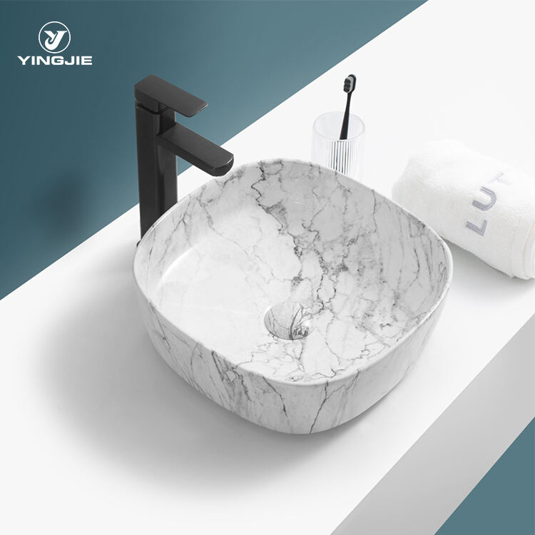 Modern Marble Bathroom Sink White Round Marble Basin manufacture