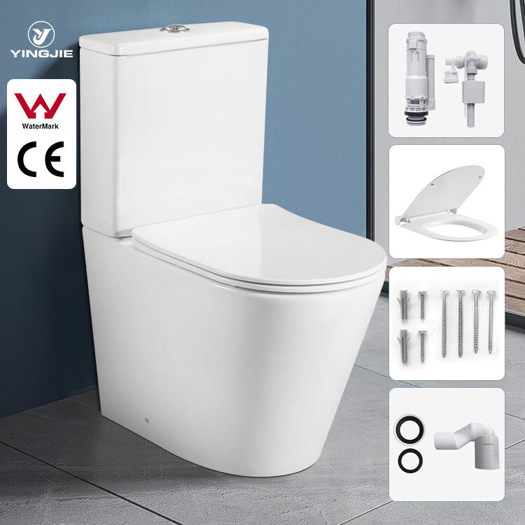 Watermark CE Rimless Washdown Water Closet P-trap Commode australian standard Ceramic Two-Piece Toilet manufacture