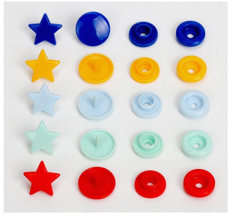 Custom shape 4 parts plastic snap fastener button