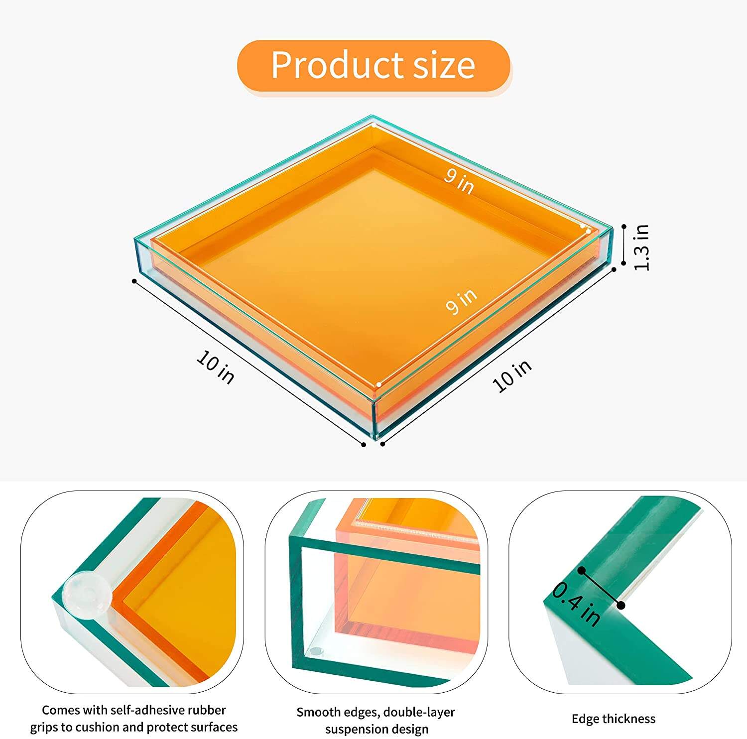 Customized  Acrylic Tray Organizer Acrylic Rectangular Decorative Tray factory