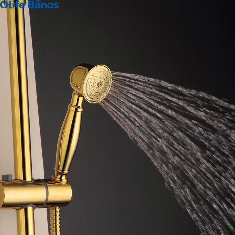 2023 Cheap Price  Gold Luxury Golden Color Bathroom Stainless Steel Waterfall Shower Head  Sprinkler Set manufacture