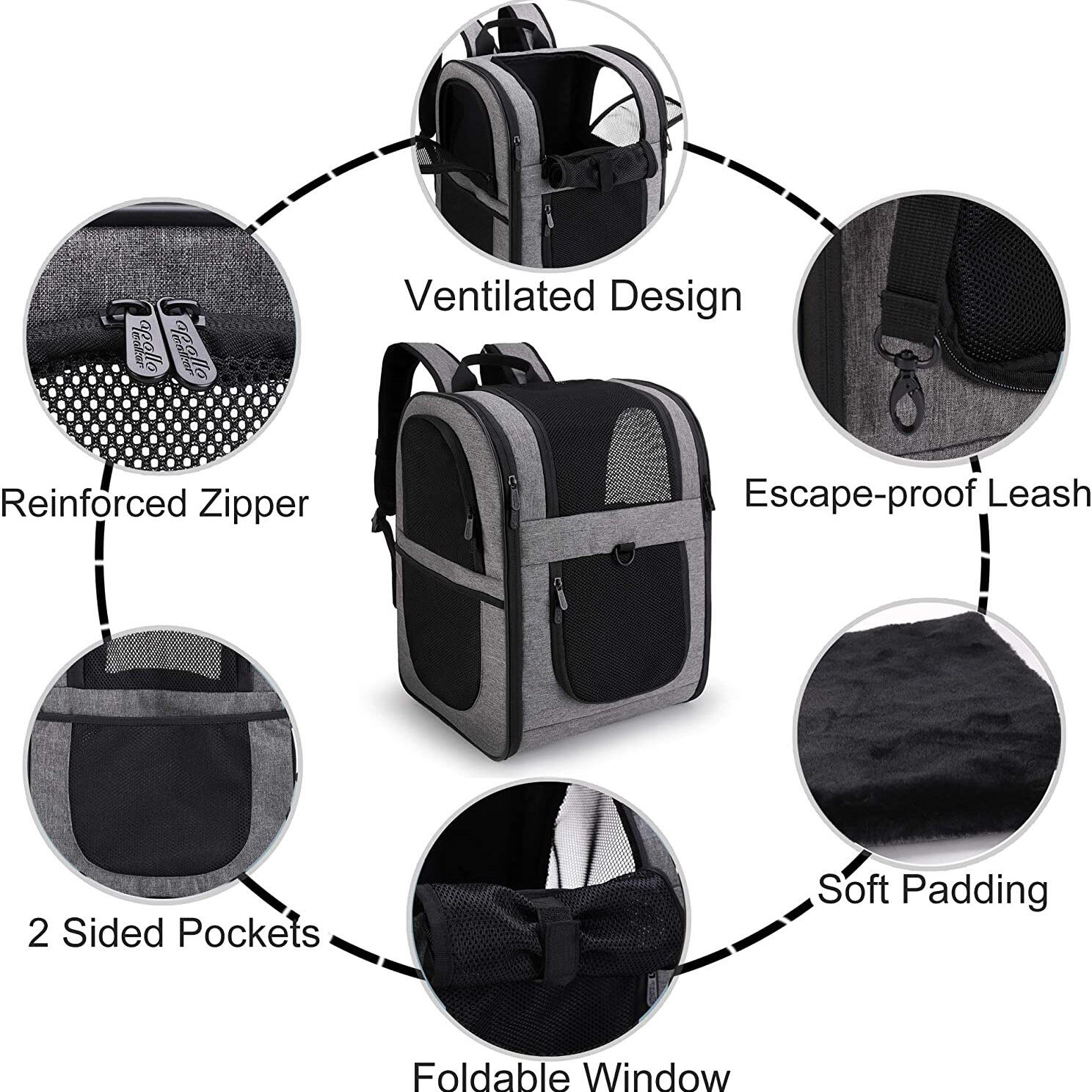 Breathable Outdoor Cat Carrier Travelling Cat Backpack Pet Carrier Travel Backpack Mga detalye ng bag