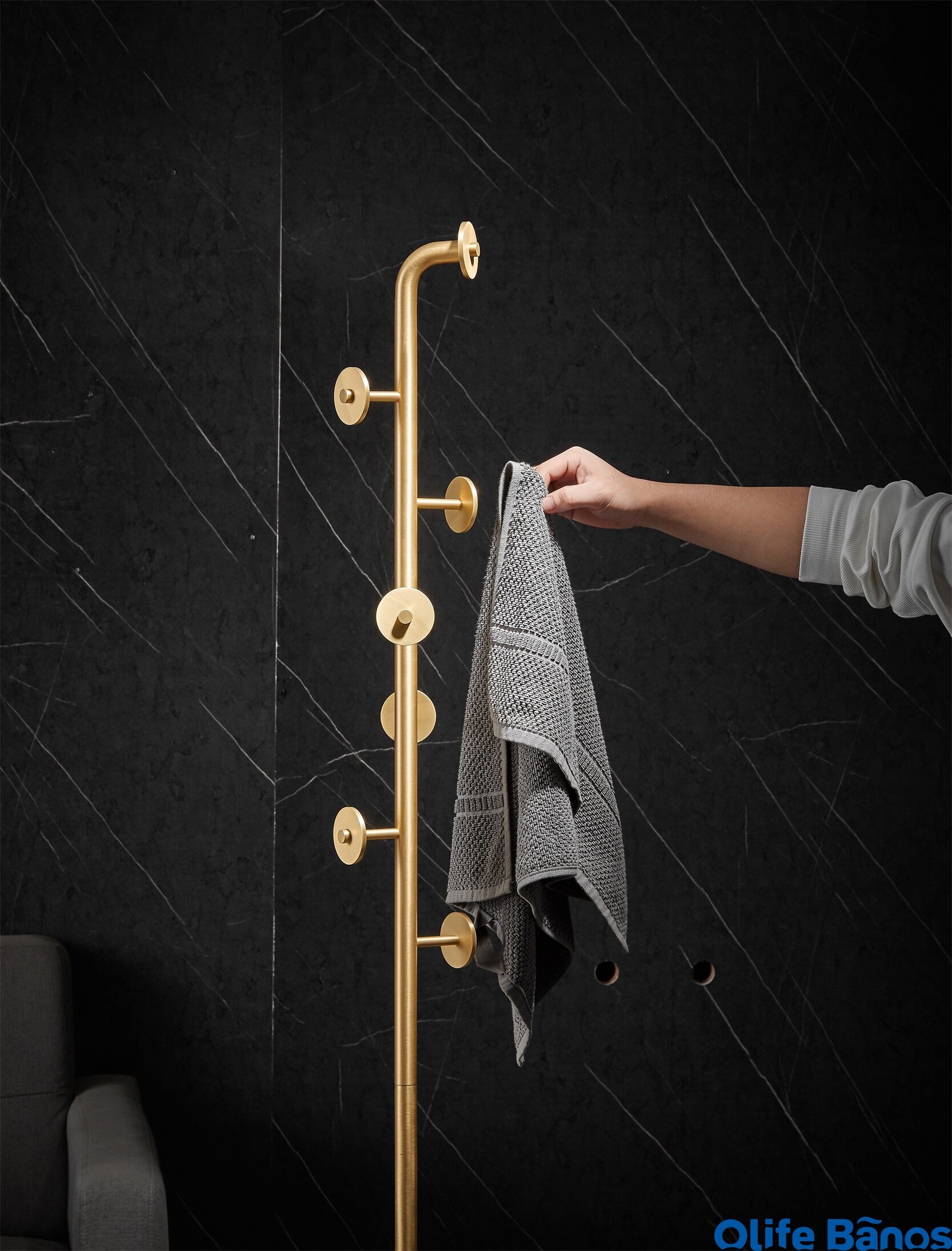 Bathroom Bedroom Brass Coat Storage Wall Mounted Hanger Brass Multifunctional Modern Coat Rack Clothes Tree factory