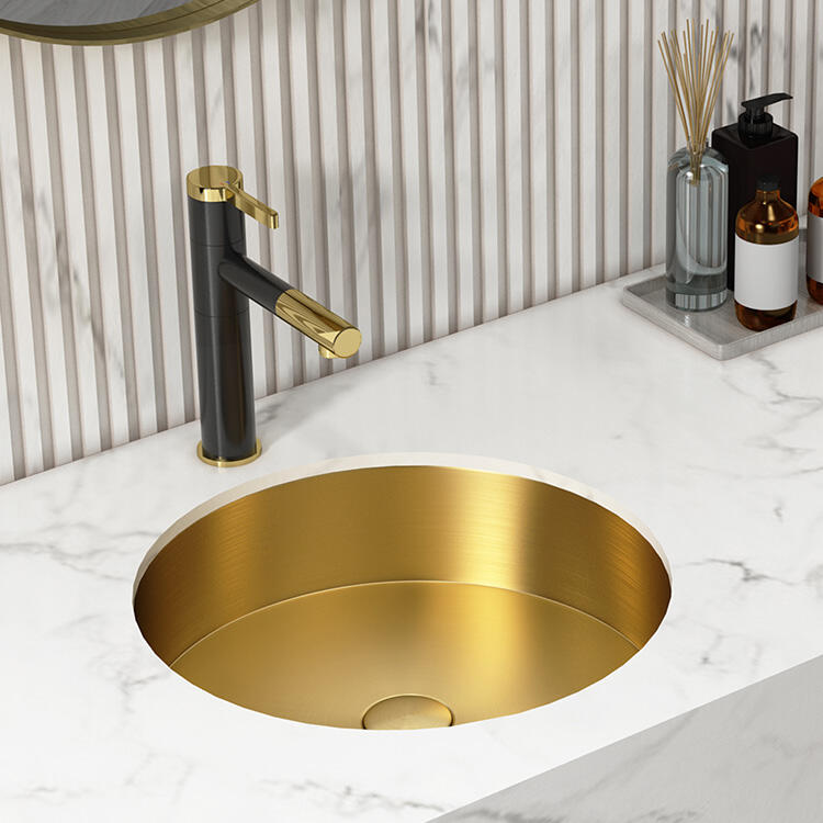 House Decorative Bathroom Reno Color Customized Stainless Steel Basin Gold SUS 304 Bathroom Under Counter Sink manufacture