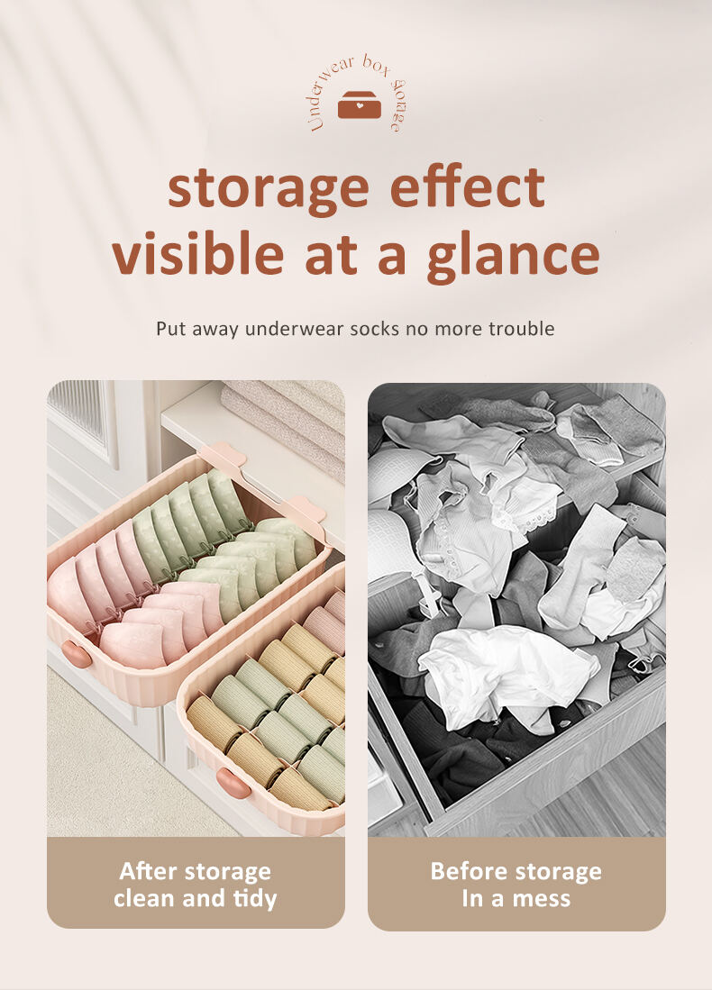 Large Capacity Closet Organizer Wardrobe Underwear Storage Container with Stockings Bra Storage Box for Kitchen Bathroom supplier