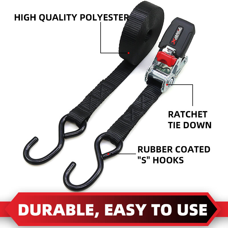 4pk 1inch 1777lbs rubber handle ratchet belt strap tie down with s-hook manufacture