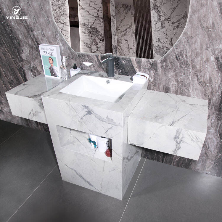 new design sintered stone marble one piece pedestal basin for hotel bathroom details