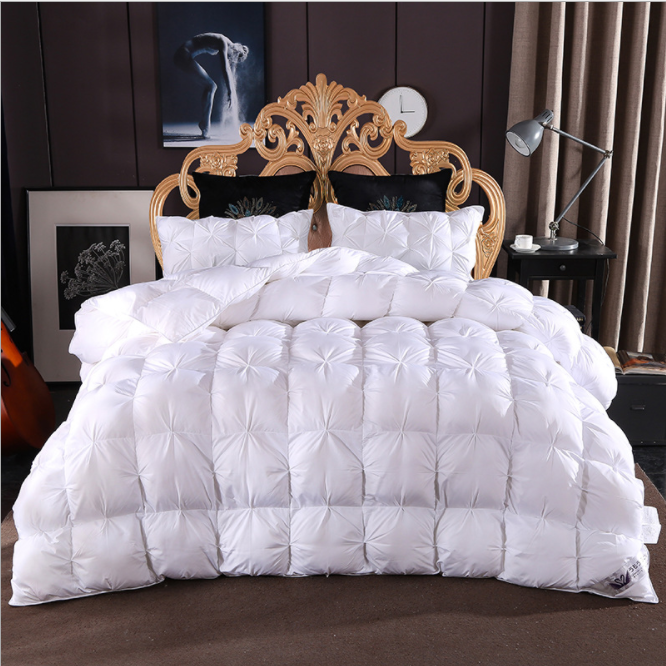 Crystal velvet fabric goose down duvet 3-5KG bed quilt white king size comforter factory