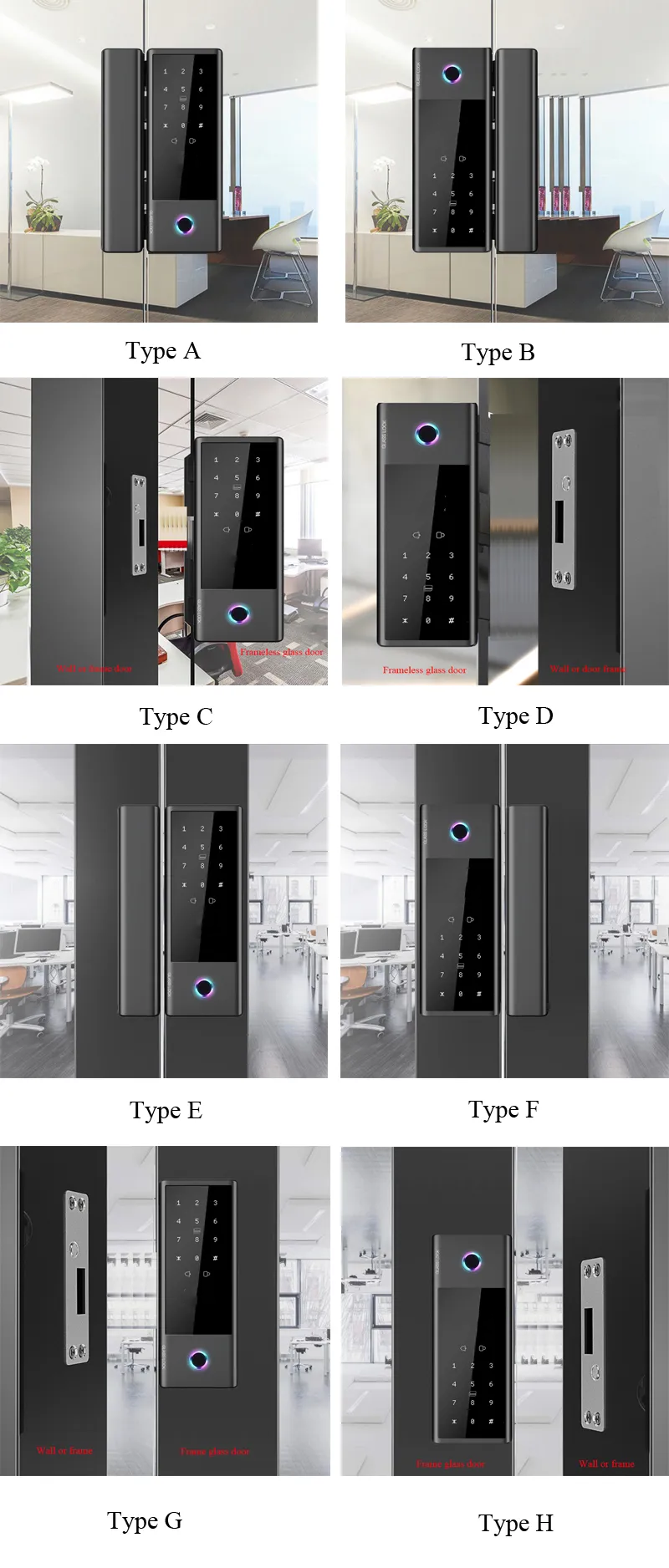 Factory Price Without Replacing Keyless Entry Door Gate Wifi Glass Smart Lock supplier