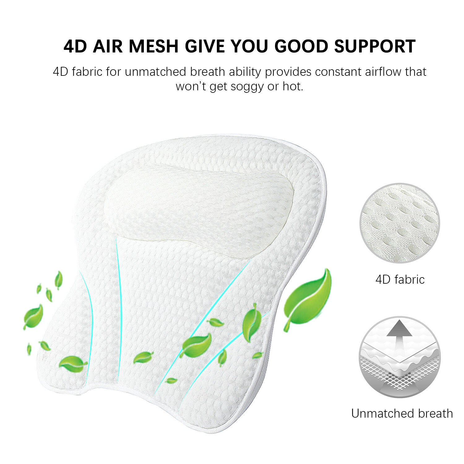 4D Air Mesh Thick Soft Bathtub Pillow Back Neck Support Pillow, Spa Cushion for Tub Relaxing Headrest Bath Pillow details