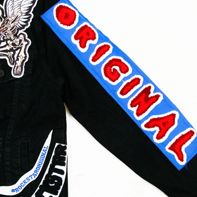 DiZNEW Customize Your Own Brand Logo Design Patch Embroidered Black varsity/letterman Denim Jacket supplier