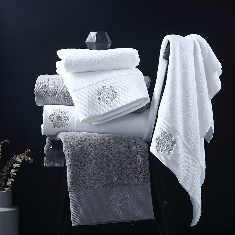 White cotton custom LOGO embroidery jacquard hotel bed towel bath towels