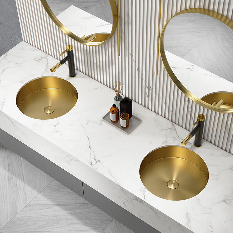 House Decorative Bathroom Reno Color Customized Stainless Steel Basin Gold SUS 304 Bathroom Under Counter Sink supplier