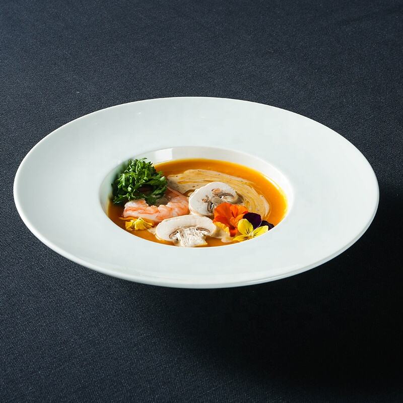 Luxury Porcelain Plates Set Restaurant Hotel Dinnerware Soup Bowl Custom factory