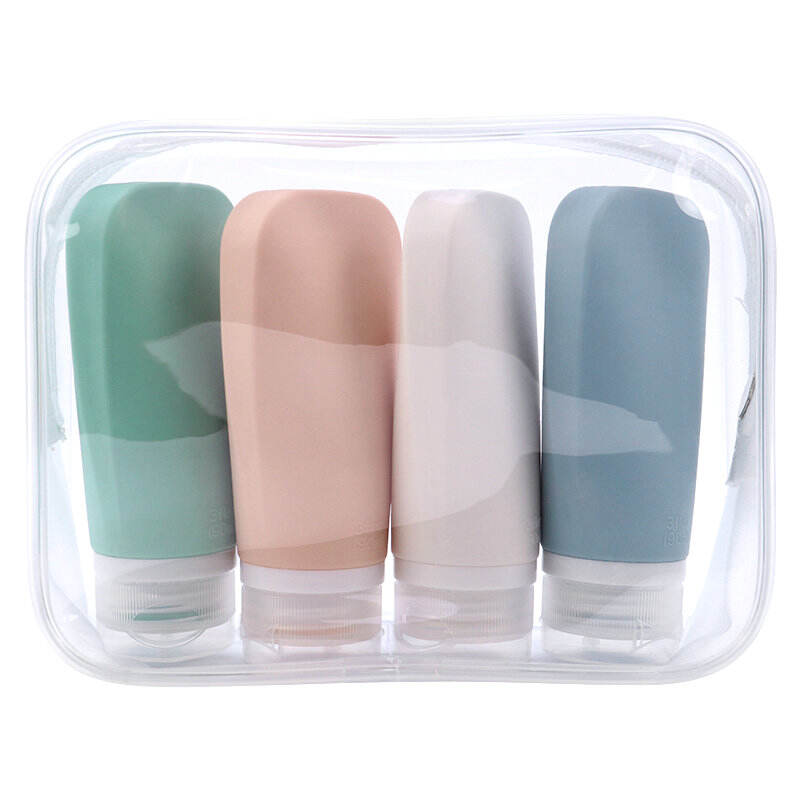 Hot Sale 4 in 1 Leakproof Squeeze Silicone Travel Bottle Set with Bag