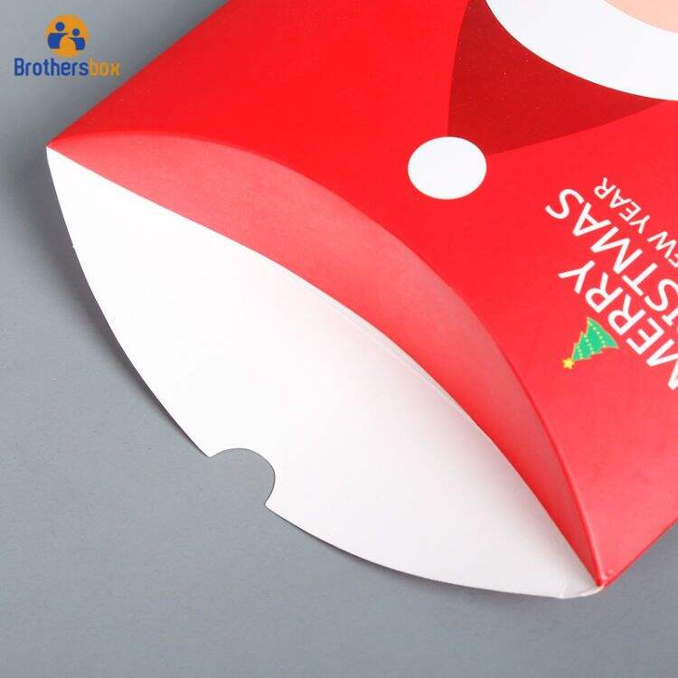 custom christmas cardboard pillow shaped box candy paper gift packaging-4