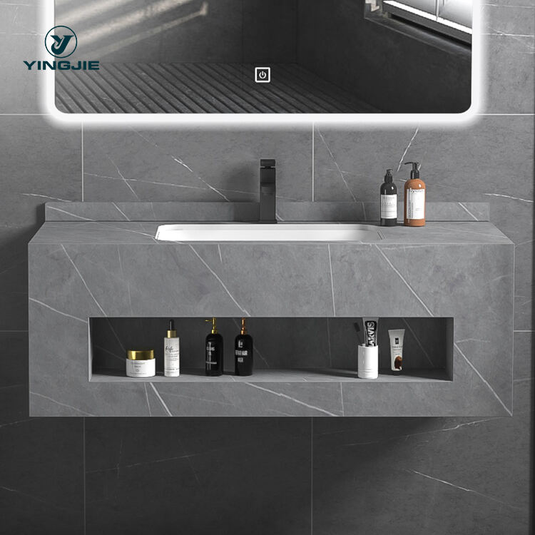 modern sintered stone bathroom ceramic sink wall cabinet bathroom vanity made in China