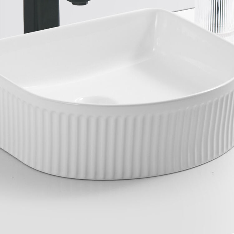 modern countertop ceramic flute wash basin bathroom art sink factory