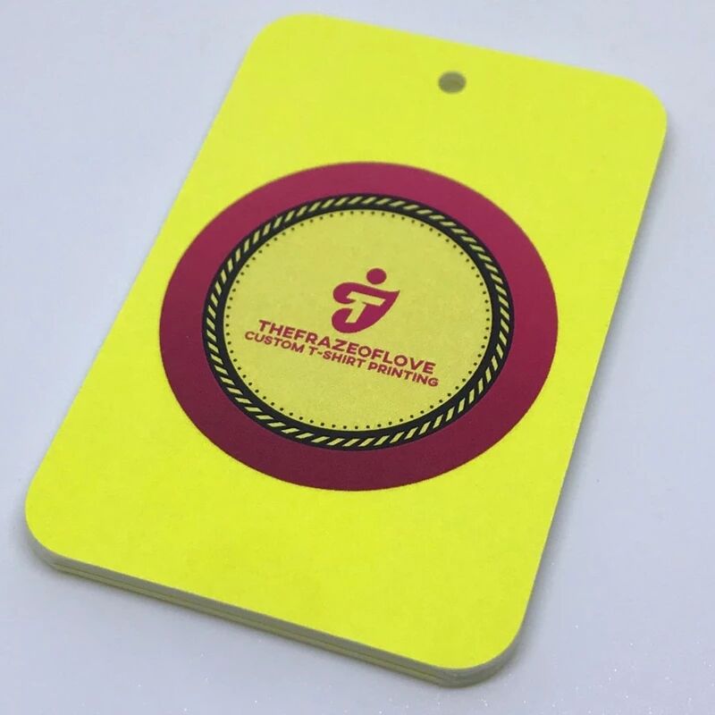 ECO-friendly Custom Embossed Logo Paper Card Recycled Garment Tags Paper round shape Hang Tag factory