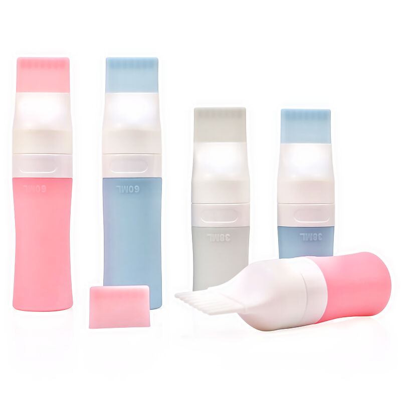 Squeeze Soft Silicone Shampoo Travel Bottle With Hair Dry Brush Head