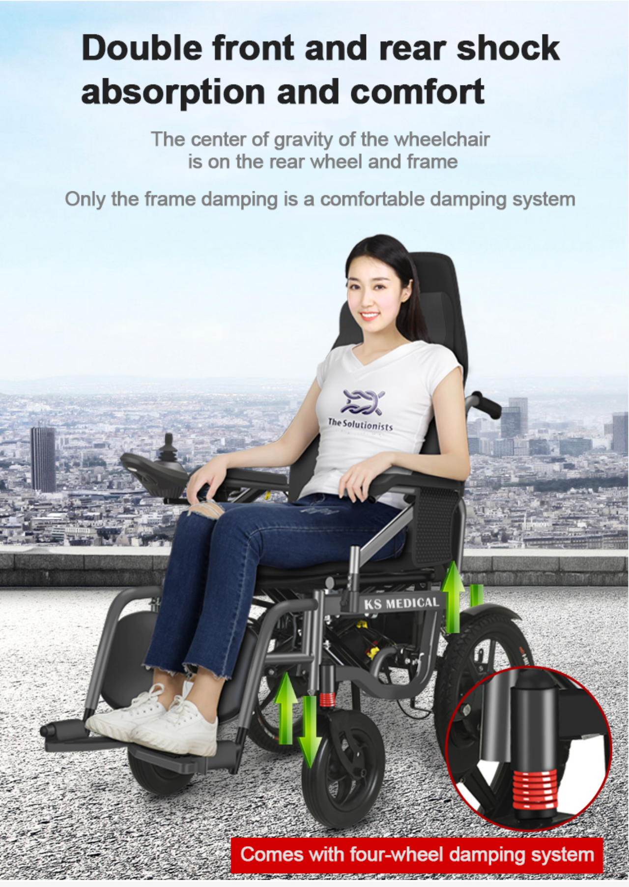 KSM-508 wheelchair with high back backrest 90-160/180 and legrest 90-180 adjustable electric foldable and reclining wheelchair details