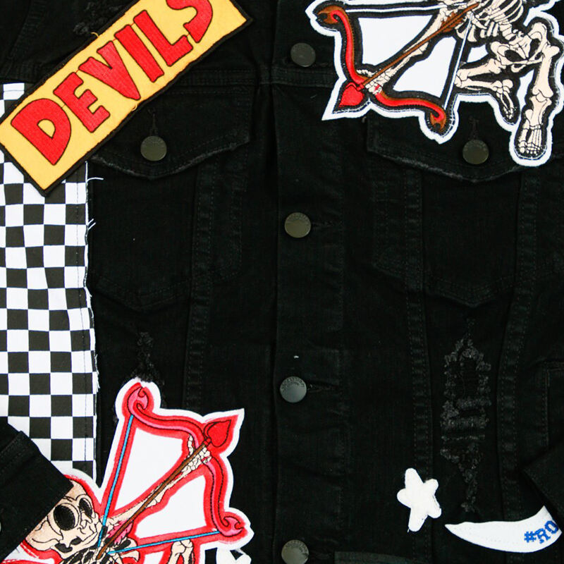 DiZNEW Customize Your Own Brand Logo Design Patch Embroidered Black varsity/letterman Denim Jacket factory