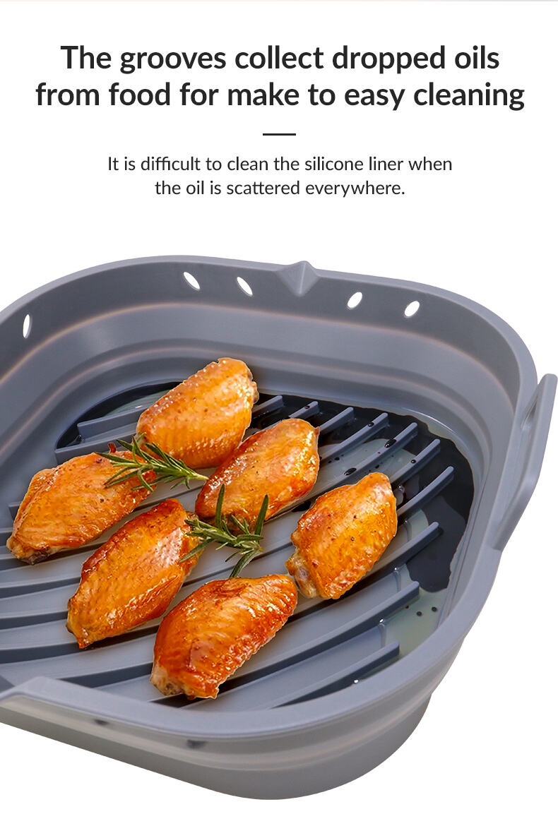 Square Foldable Silicone Air Fryer Liners with Divider supplier