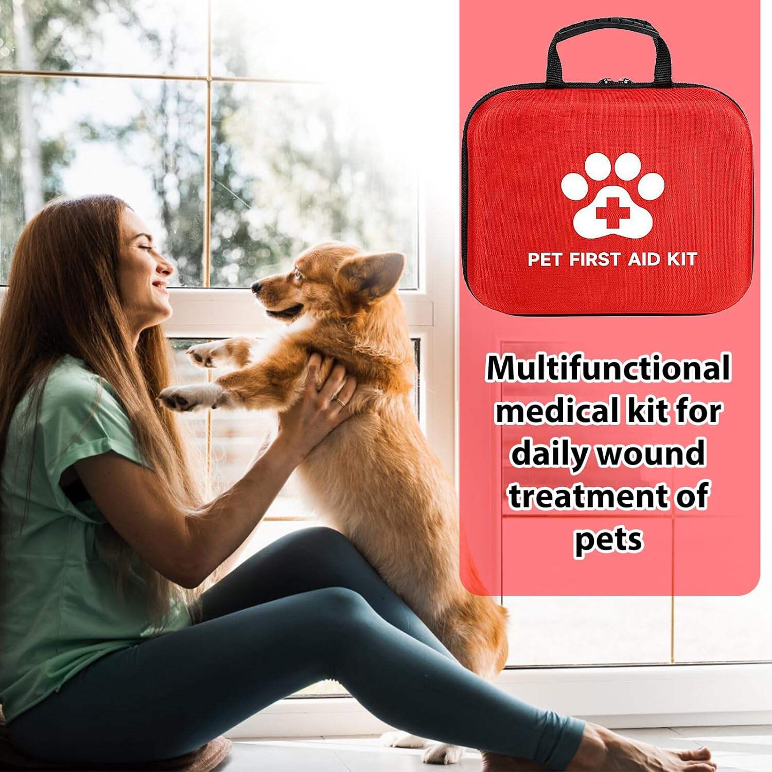 Anthrive Outdoor Portable EVA Waterproof Emergency Dog Cat Pet First Aid Bag Kit For Travel Camping With Medical Supplies details
