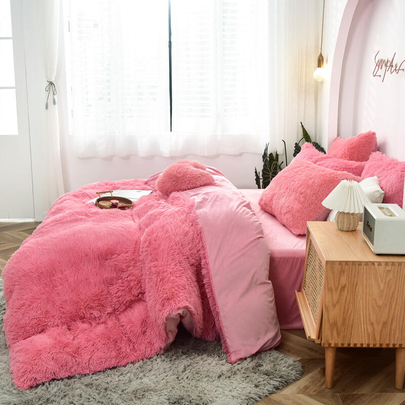 Luxury Velvet Plush Shaggy Ultra Soft Crystal Velvet Duvet Cover fluffy bed sets Fluffy comforter bedding set supplier