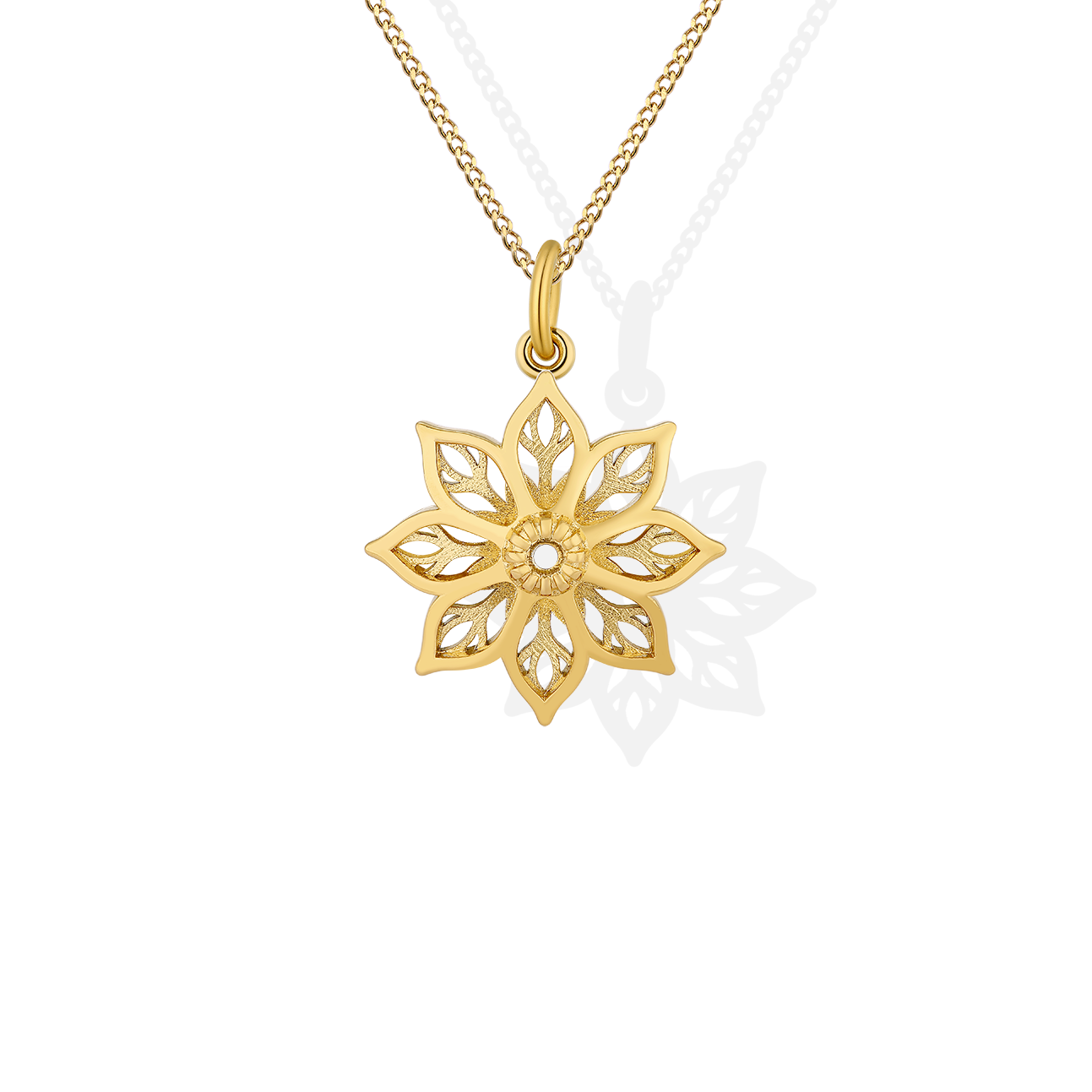 Hollow Out Flower Design Gold Plating Pendant Necklace Jewelry