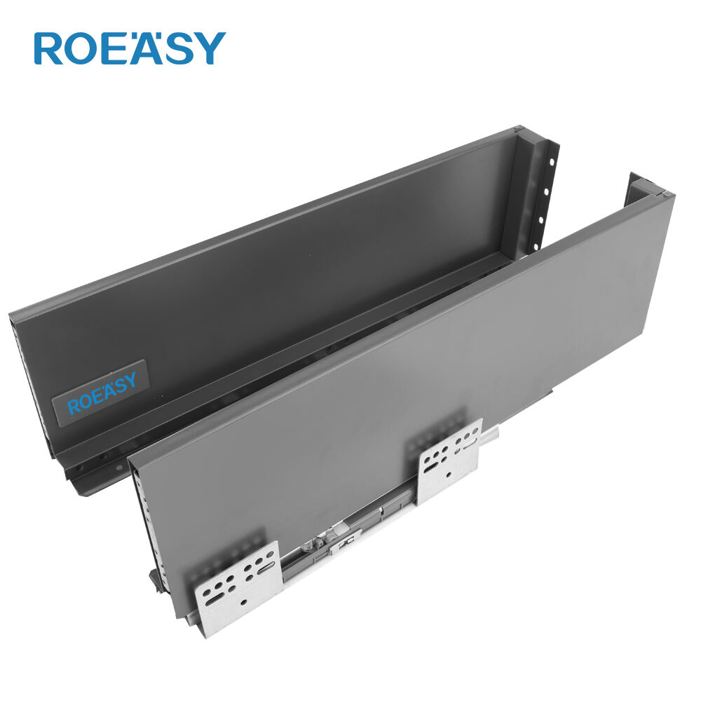 ROEASY TD-195CT 182MM fabryka hurtownia szafka miękkie zamykanie Dtc prowadnica szuflady Undermount Slim szuflada Tandem Box