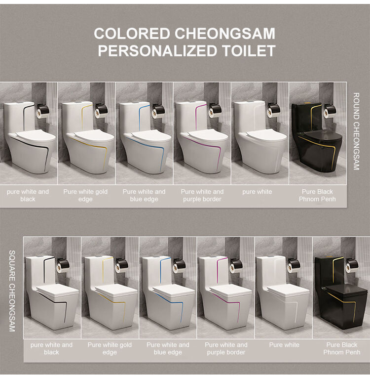 Luxury Grey Gold Bathroom Gravity Flushing WC P-trap/S-trap Colored Gray Toilet Bowl One Piece WC Toilets Gray Toilet Set manufacture