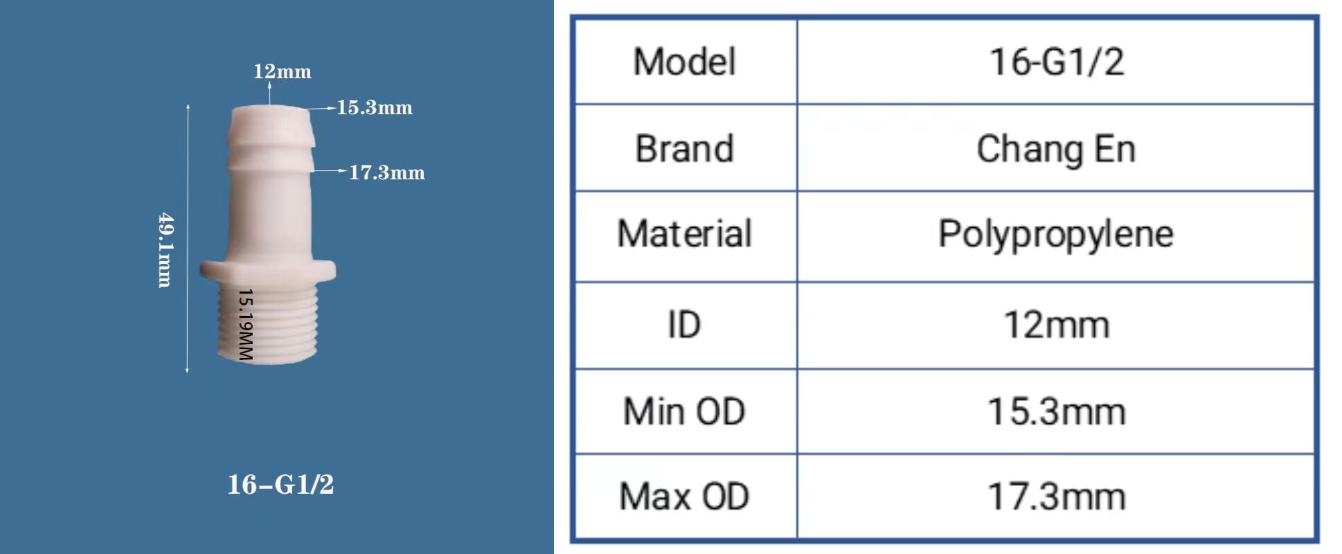 G1/2 Threaded English Screw Plastic PP Male Pagoda Quick Connect Fitting Polypropylene Straight Connector details