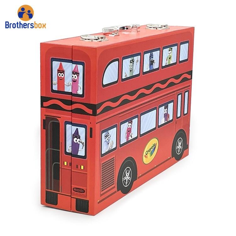 Personalized School Bus Paper Box Suitcase/ Cardboard Suitcase with Handle details