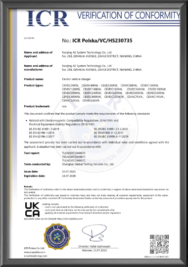 EV Charger UKCA Certificate