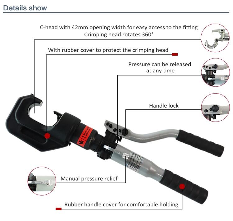 HCT-12042 Hand-operated Hydraulic Crimping Tool 12t details