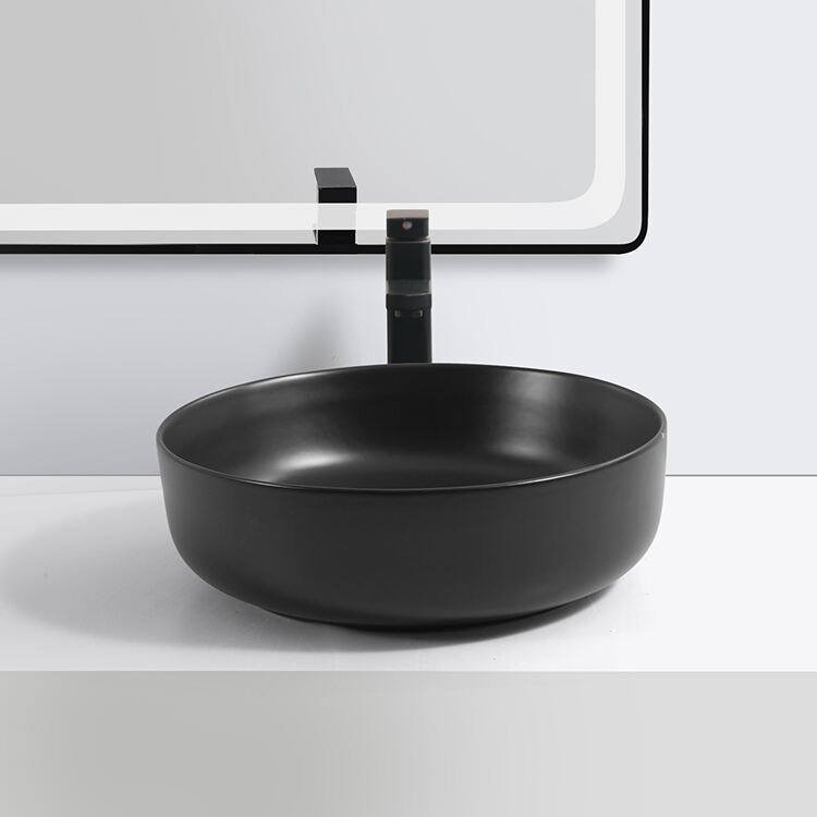 ceramic lavabo designer bathroom waschbecken counter top matt black colour wash basin details