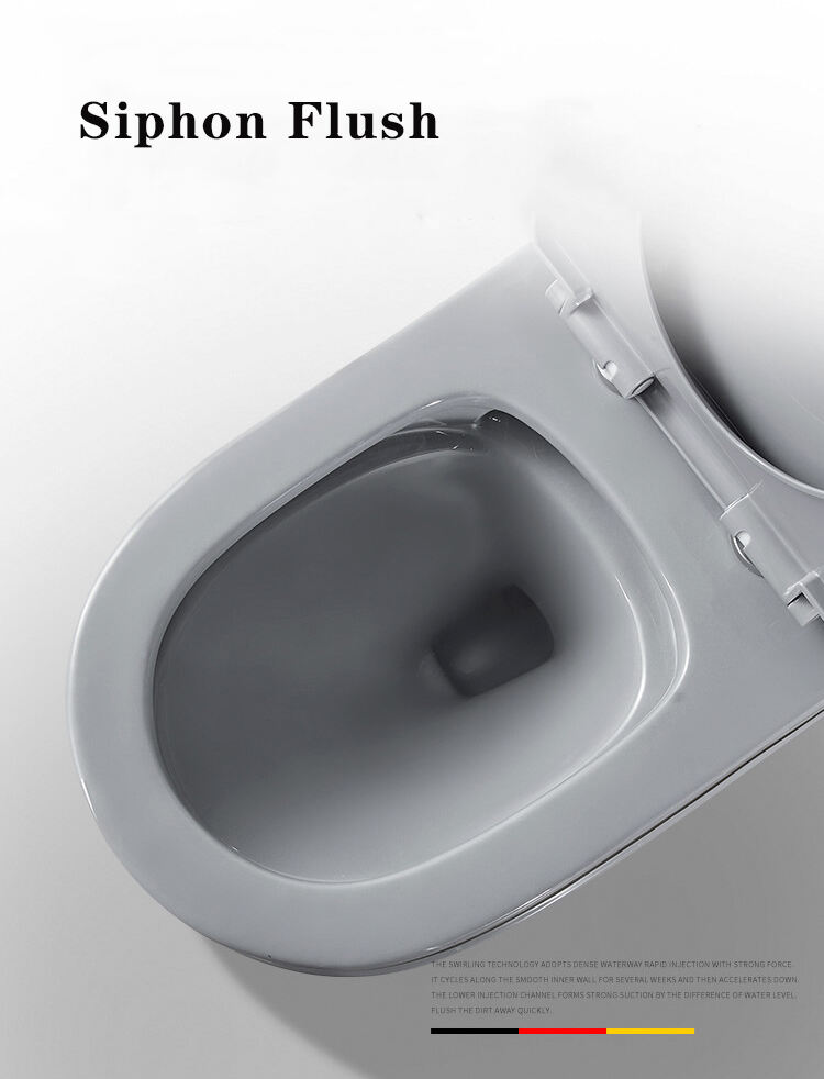 Luxury Grey Gold Bathroom Gravity Flushing WC P-trap/S-trap Colored Gray Toilet Bowl One Piece WC Toilets Gray Toilet Set details