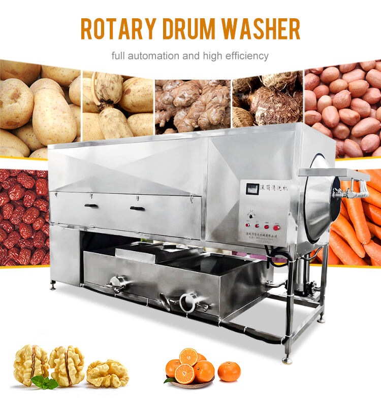 LONKIA Potato Carrot Fruit And Vegetable Drum Washing Machine / Rotary Drum Washer factory