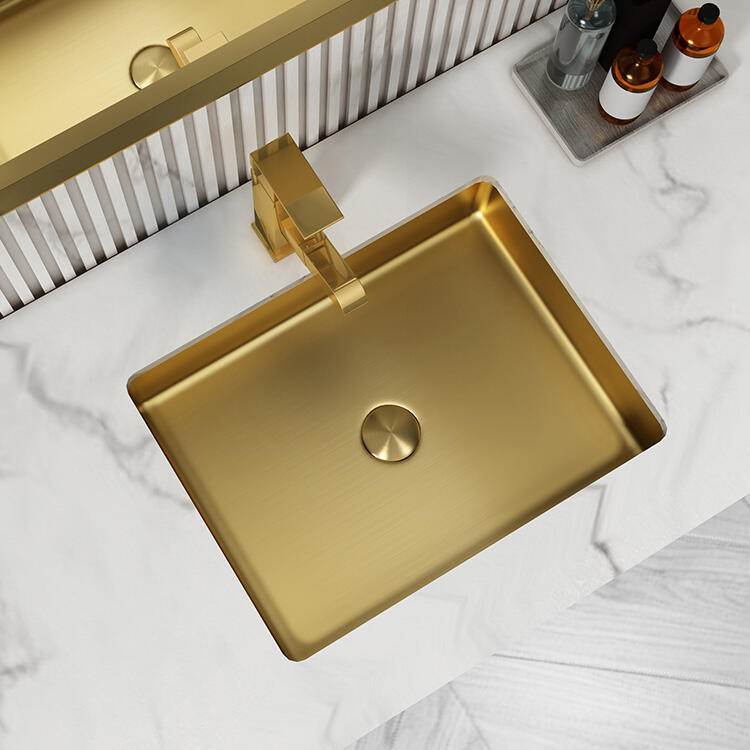 Factory Direct Luxury Golden Undercounter Sink Bathroom Stainless Steel SUS304 Undermount Sinks Basins details