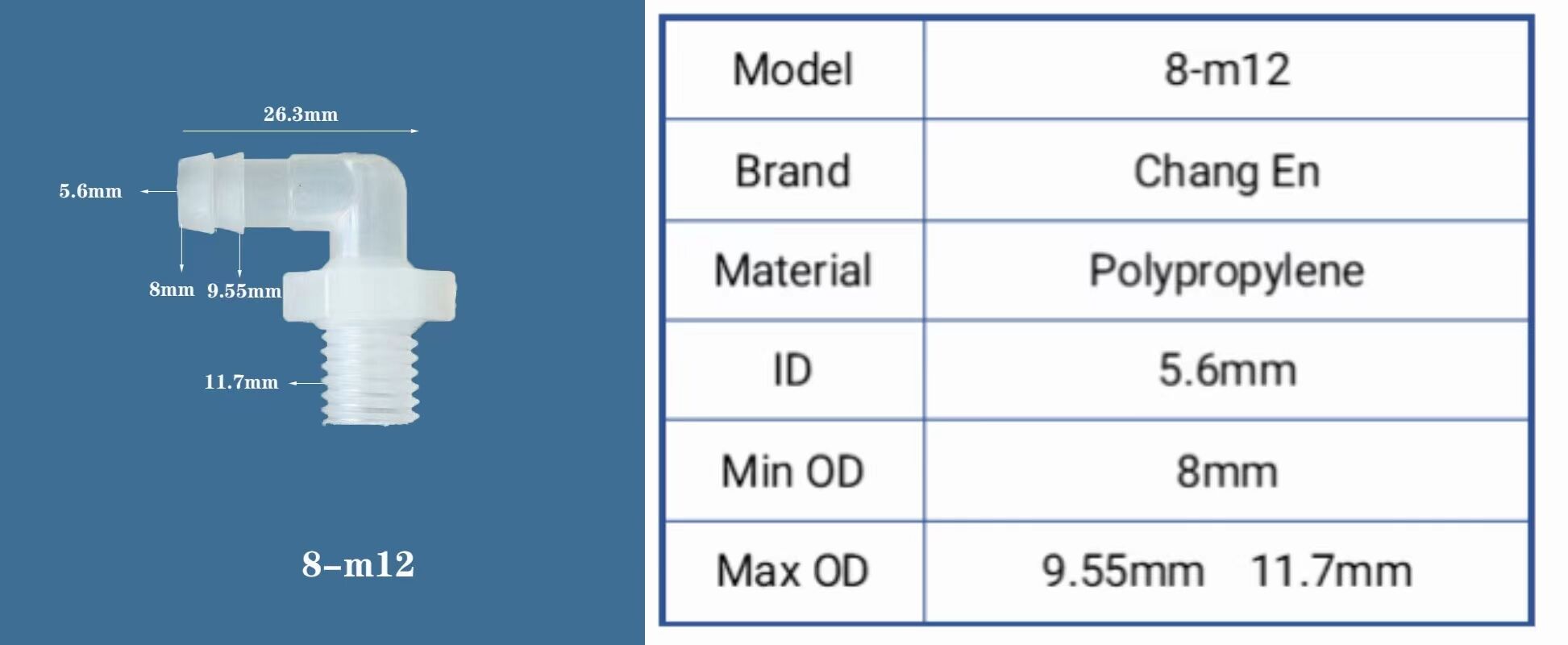 PP Plastic 6-m8 Thread and 8-m8 Threaded M Screw Elbow for Hose Connector Pipe Fittings manufacture