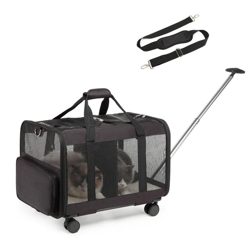 Rolling Pet Trolley Bag Airplane Approved 2 Pets Pet Carrier Bag With Wheels Multifunction Cat Dog Carrier Bag supplier