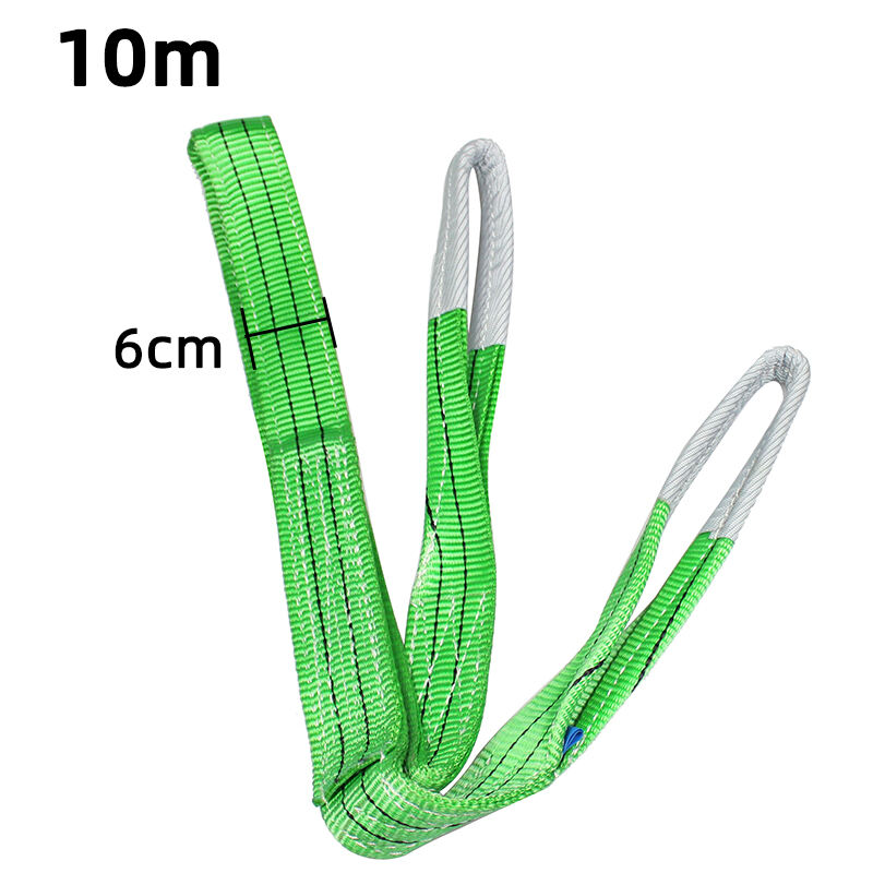 European Standard 2 Ton 6cmX5m Green Eye and Eye Polyester Lift Flat Web Sling manufacture