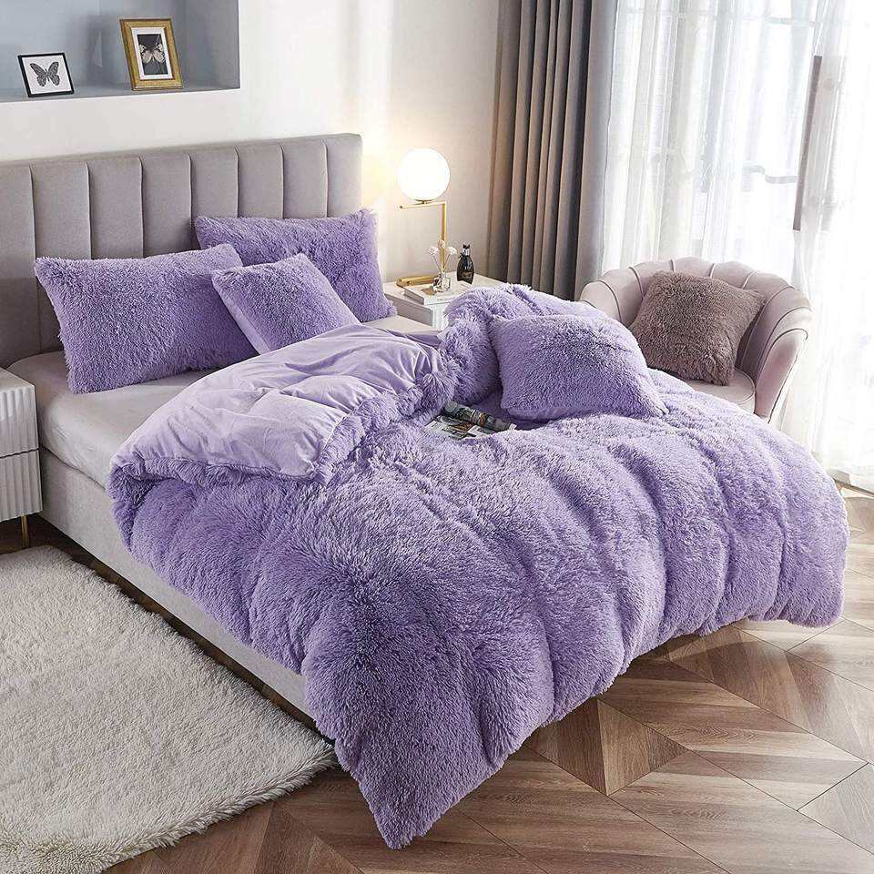 Luxury Plush Shaggy Velvet Fluffy Bed Comforter Set Bedding set supplier