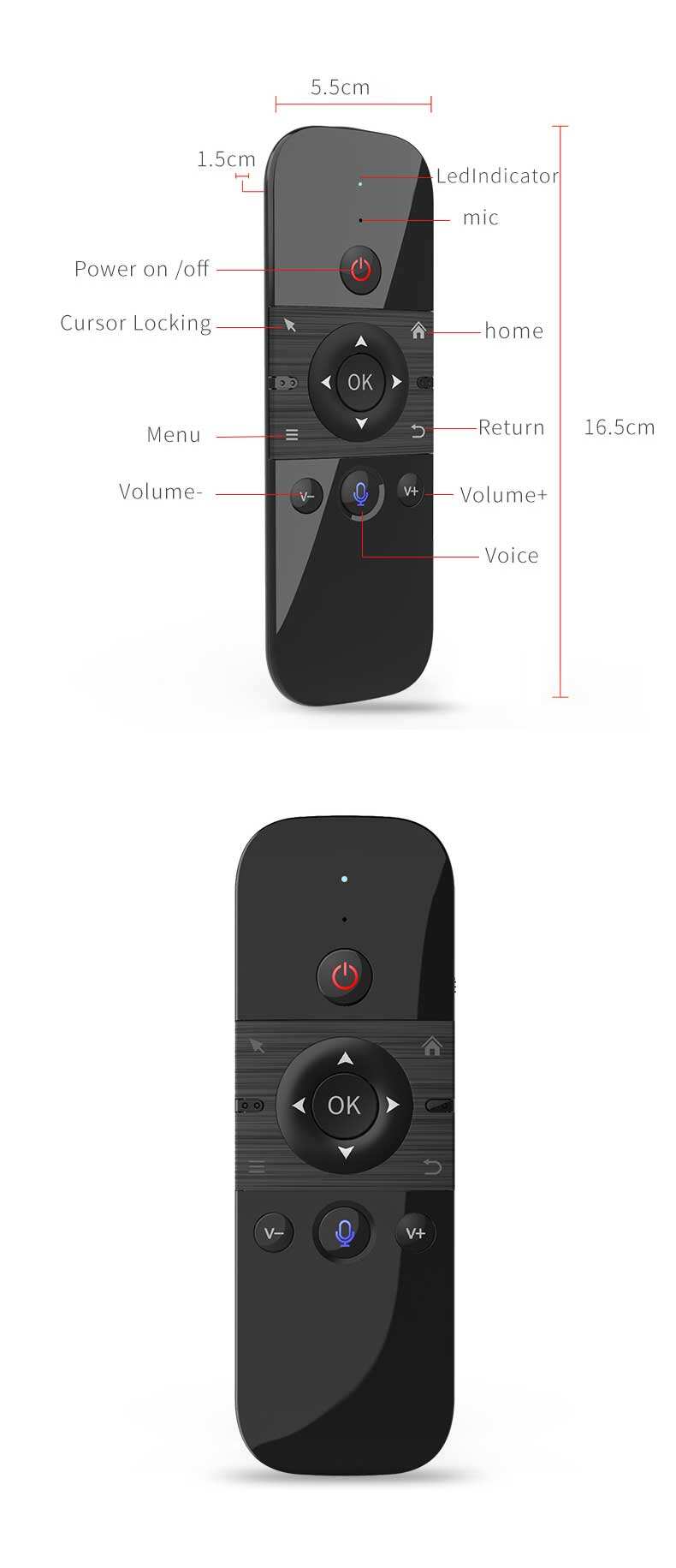 New arrival 2.4G Wireless Connection M8 with microphone Built-in rechargeable lithium battery Air Remote manufacture